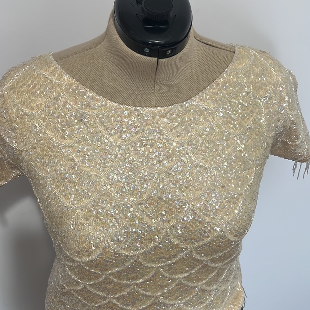 Ivory wool sequins top - Picture 5 of 10